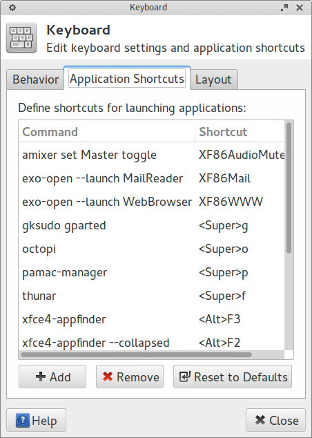 Keyboard Shortcuts Manjaro